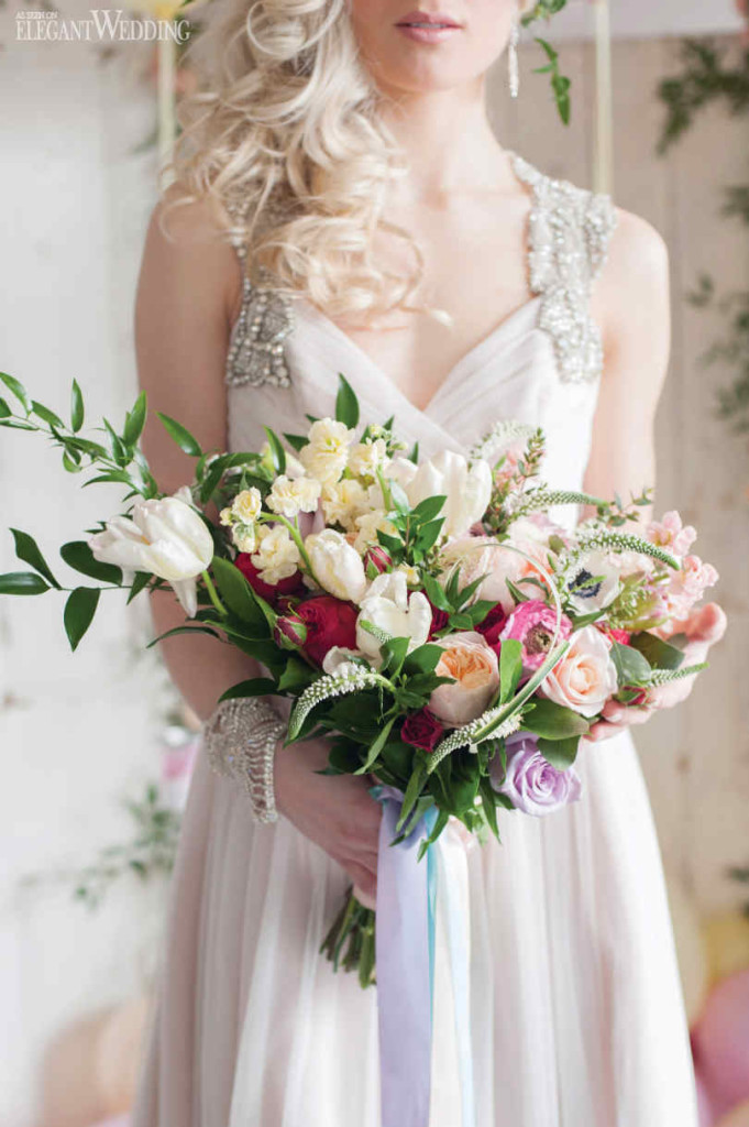 pink and white flowers in a wedding bouquet