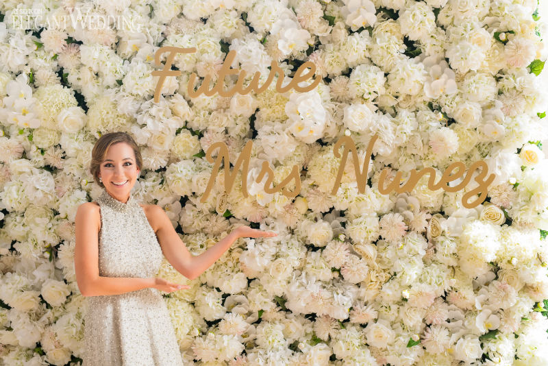 White Flower Wall For A Bridal Shower