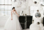 Clean, Modern Black & White Wedding with Balloons