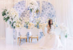 blue wedding theme with bride