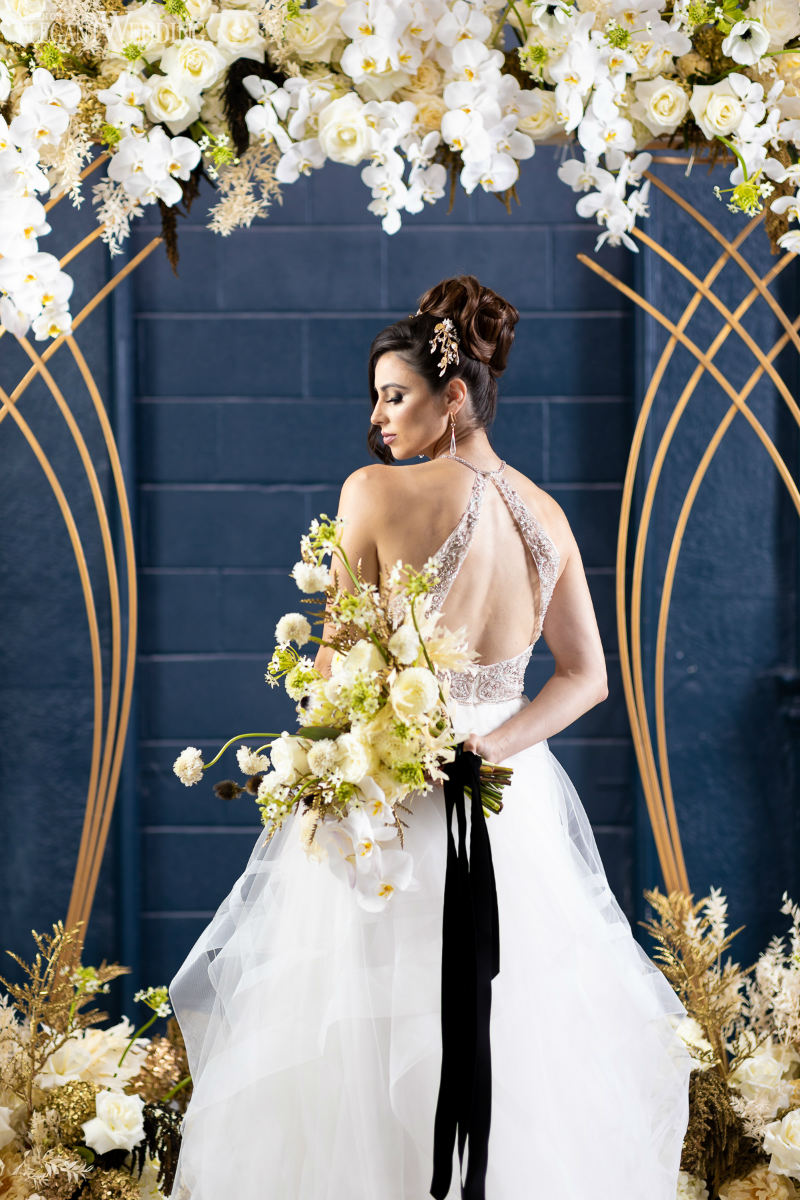 Gold and blue wedding dress deals