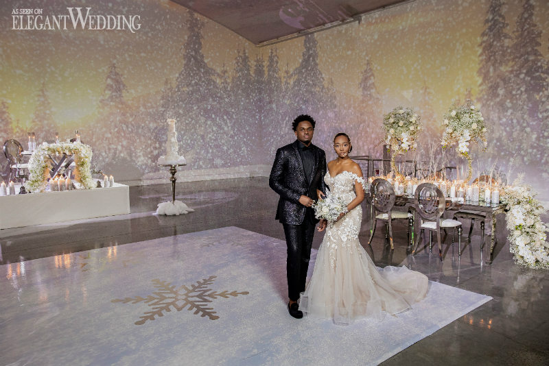 winter wonderland wedding1 winter wonderland wedding with snow flake dance floor