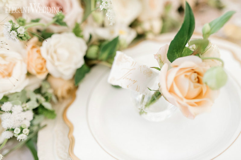 Classic Neutral Toned Wedding13 gold and white wedding decor with neutral tones name tag