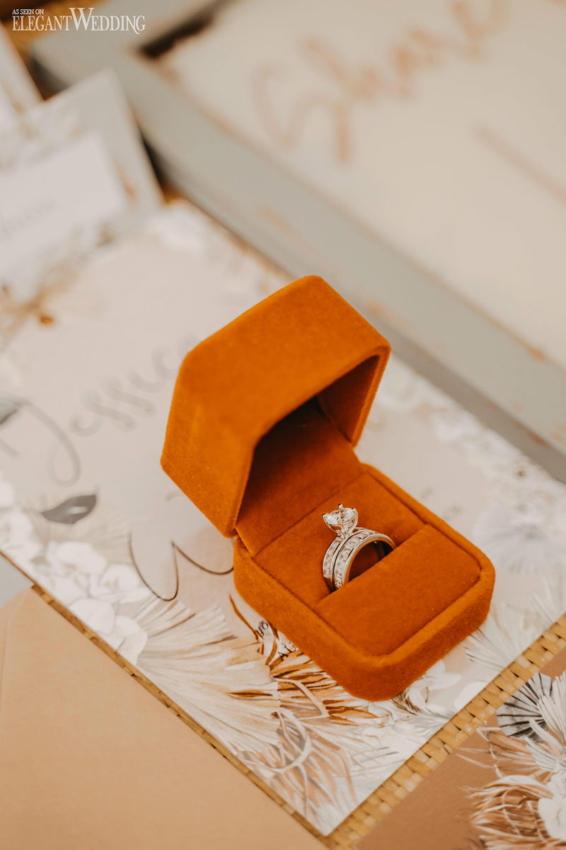 warm, intimate boho wedding4 wedding ring in a ring box