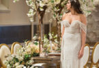 bride in a sequence dress in a boho feel table
