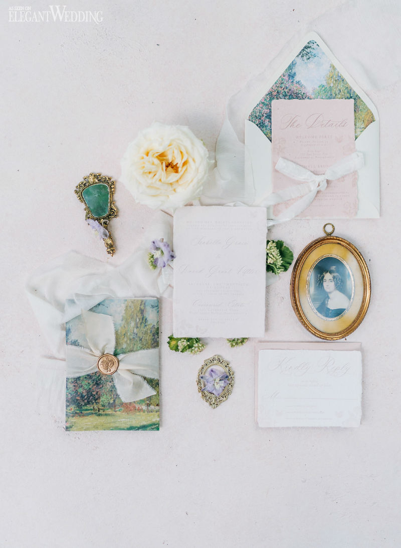 garden spring wedding16 green and white wedding invitations