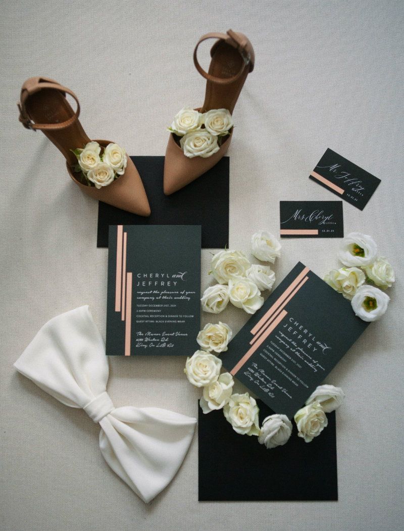 rosetta li photography68 black and gold wedding invitations