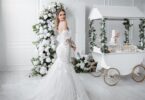 vintage cart with bride