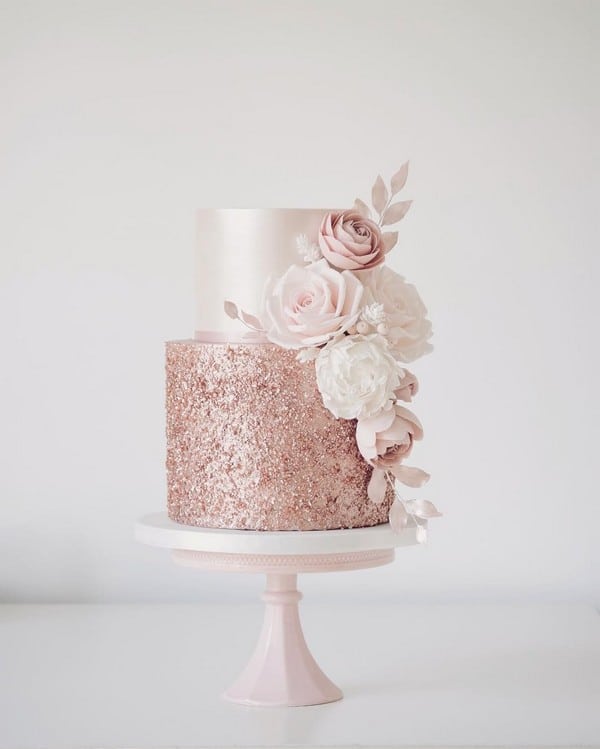 blush-and-rose-gold-wedding-cake rose gold wedding cake