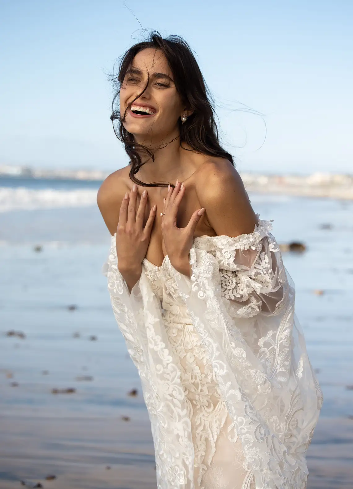 Azazie Mermaid V-Neck Sequins Lace Chapel Train Dress Diamond White:Nude Azazie Mermaid V-Neck Sequins Lace Chapel Train Dress Diamond White/Nude