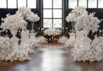 white wedding ceremony decor