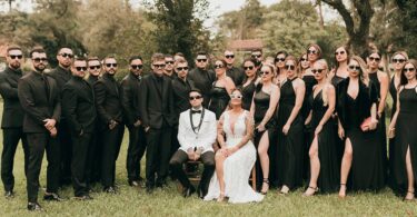 bridal party with sunglasses
