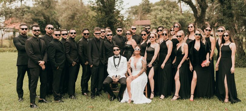 bridal party with sunglasses