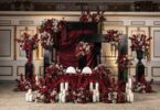 stunning red and black wedding decor