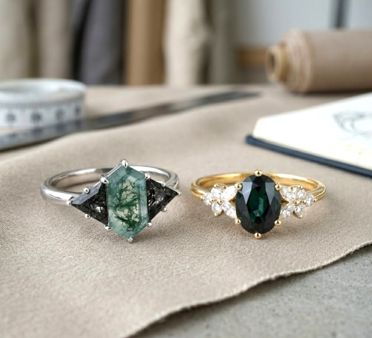 dark-quarzt-gemstone-wedding-bands