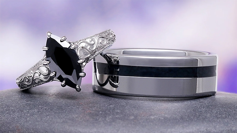 A black onyx engagement ring